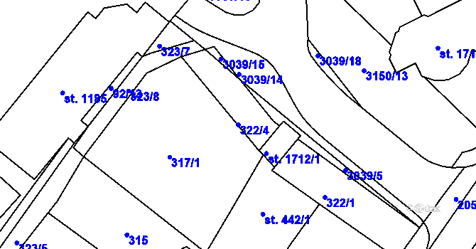 Parcela st. 322/4 v KÚ Mařatice, Katastrální mapa