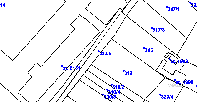 Parcela st. 323/5 v KÚ Mařatice, Katastrální mapa