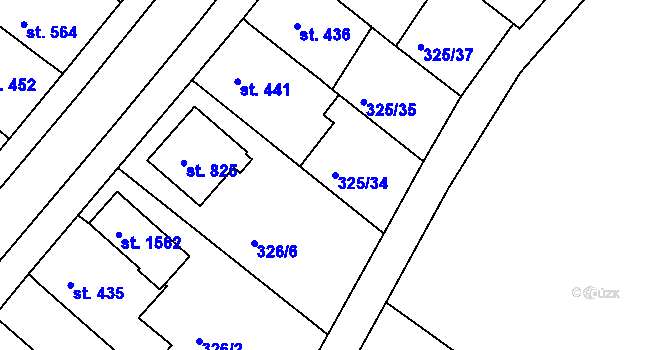 Parcela st. 325/34 v KÚ Mařatice, Katastrální mapa