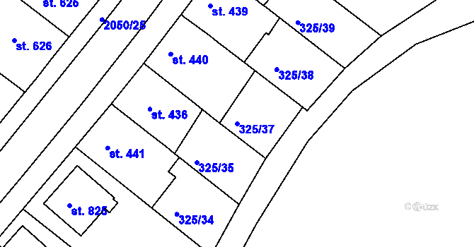 Parcela st. 325/37 v KÚ Mařatice, Katastrální mapa