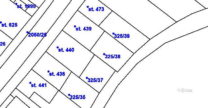 Parcela st. 325/38 v KÚ Mařatice, Katastrální mapa