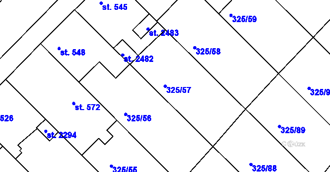 Parcela st. 325/57 v KÚ Mařatice, Katastrální mapa