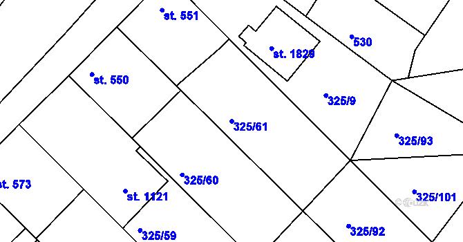 Parcela st. 325/61 v KÚ Mařatice, Katastrální mapa