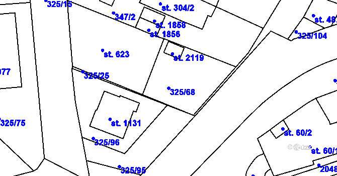 Parcela st. 325/68 v KÚ Mařatice, Katastrální mapa