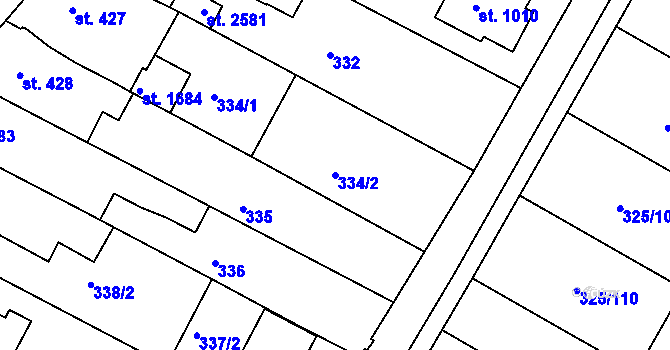 Parcela st. 334/2 v KÚ Mařatice, Katastrální mapa