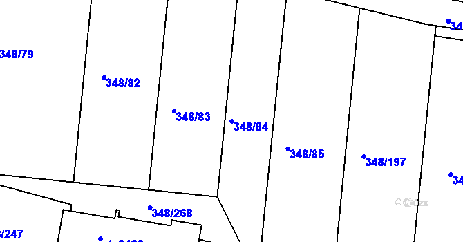 Parcela st. 348/84 v KÚ Mařatice, Katastrální mapa