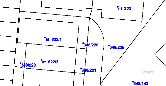 Parcela st. 348/226 v KÚ Mařatice, Katastrální mapa