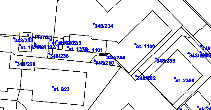 Parcela st. 348/244 v KÚ Mařatice, Katastrální mapa