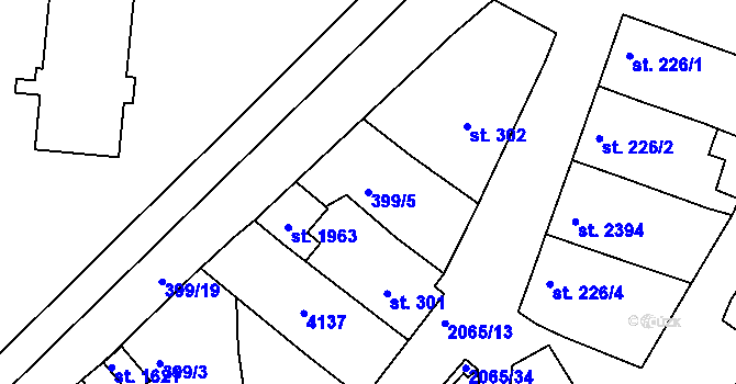 Parcela st. 399/5 v KÚ Mařatice, Katastrální mapa