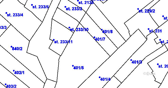 Parcela st. 401/6 v KÚ Mařatice, Katastrální mapa