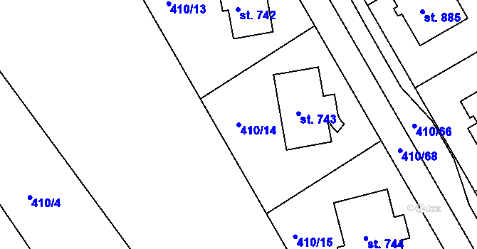 Parcela st. 410/14 v KÚ Mařatice, Katastrální mapa