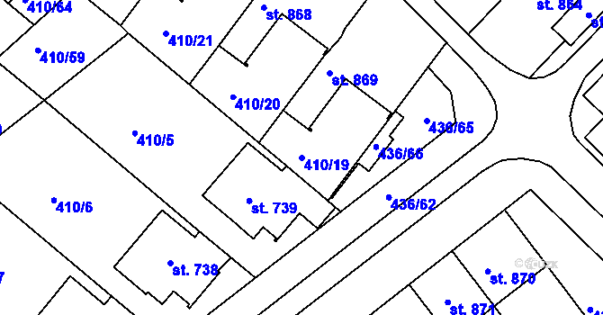 Parcela st. 410/19 v KÚ Mařatice, Katastrální mapa
