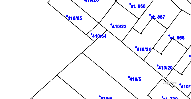 Parcela st. 410/59 v KÚ Mařatice, Katastrální mapa