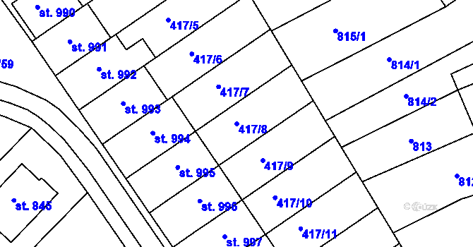 Parcela st. 417/8 v KÚ Mařatice, Katastrální mapa