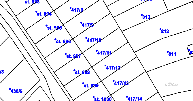 Parcela st. 417/11 v KÚ Mařatice, Katastrální mapa