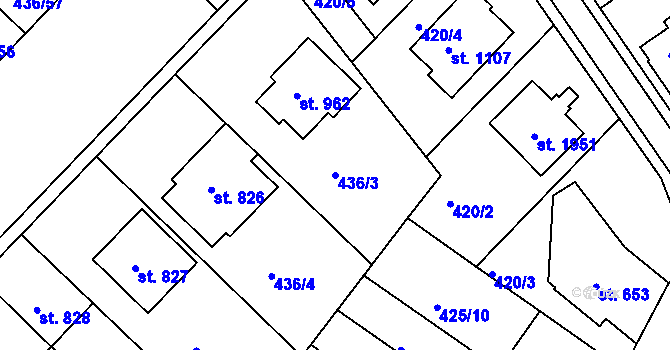Parcela st. 436/3 v KÚ Mařatice, Katastrální mapa