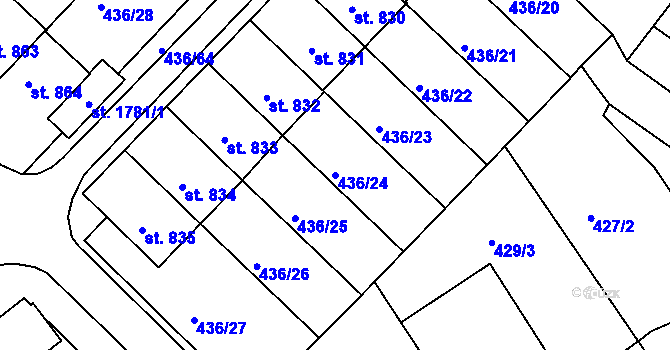 Parcela st. 436/24 v KÚ Mařatice, Katastrální mapa