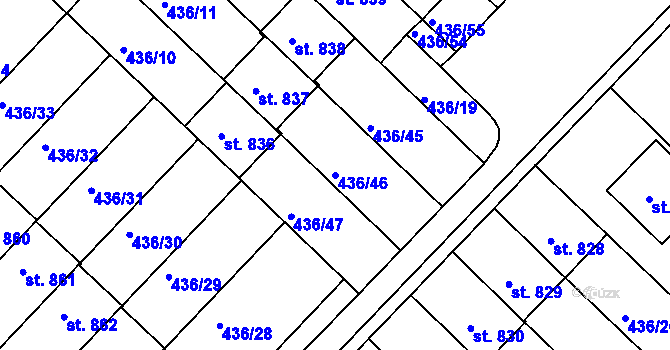 Parcela st. 436/46 v KÚ Mařatice, Katastrální mapa