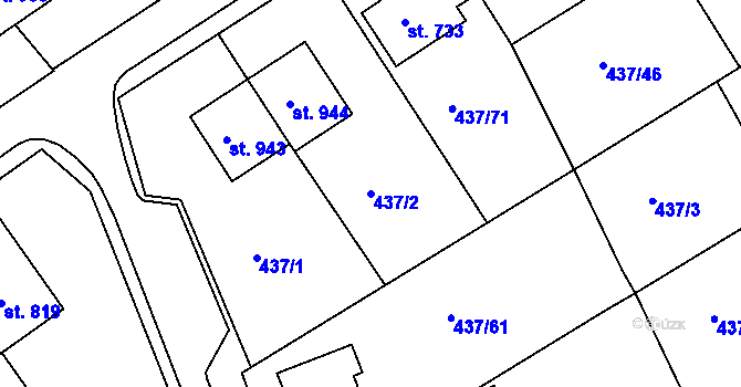 Parcela st. 437/2 v KÚ Mařatice, Katastrální mapa