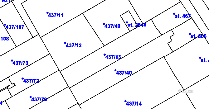 Parcela st. 437/13 v KÚ Mařatice, Katastrální mapa