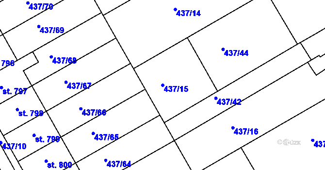 Parcela st. 437/15 v KÚ Mařatice, Katastrální mapa