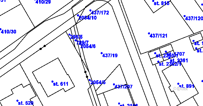 Parcela st. 437/19 v KÚ Mařatice, Katastrální mapa