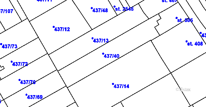 Parcela st. 437/40 v KÚ Mařatice, Katastrální mapa