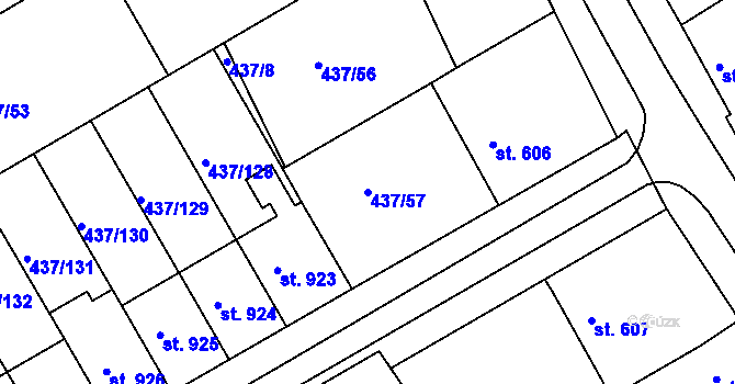 Parcela st. 437/57 v KÚ Mařatice, Katastrální mapa