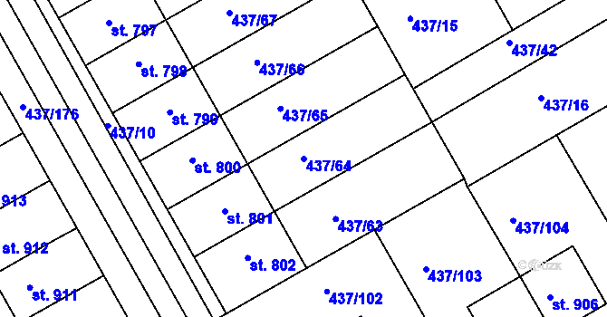 Parcela st. 437/64 v KÚ Mařatice, Katastrální mapa