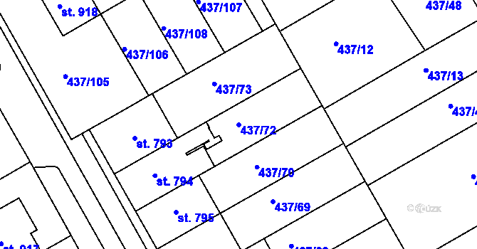 Parcela st. 437/72 v KÚ Mařatice, Katastrální mapa