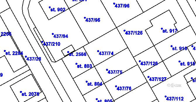 Parcela st. 437/74 v KÚ Mařatice, Katastrální mapa
