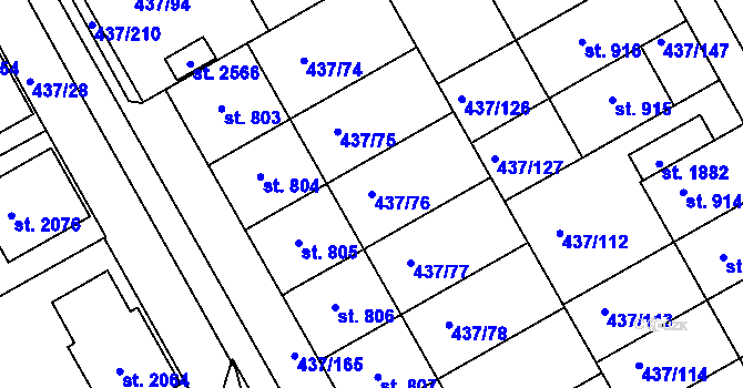Parcela st. 437/76 v KÚ Mařatice, Katastrální mapa