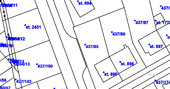 Parcela st. 437/85 v KÚ Mařatice, Katastrální mapa
