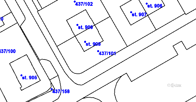 Parcela st. 437/101 v KÚ Mařatice, Katastrální mapa