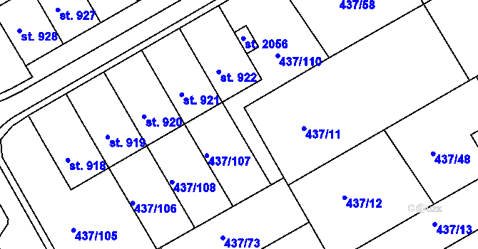 Parcela st. 437/109 v KÚ Mařatice, Katastrální mapa