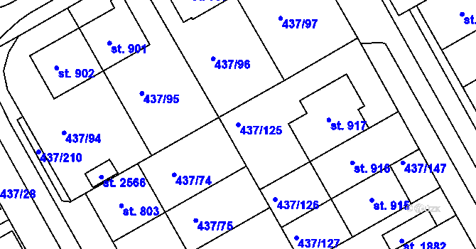 Parcela st. 437/125 v KÚ Mařatice, Katastrální mapa