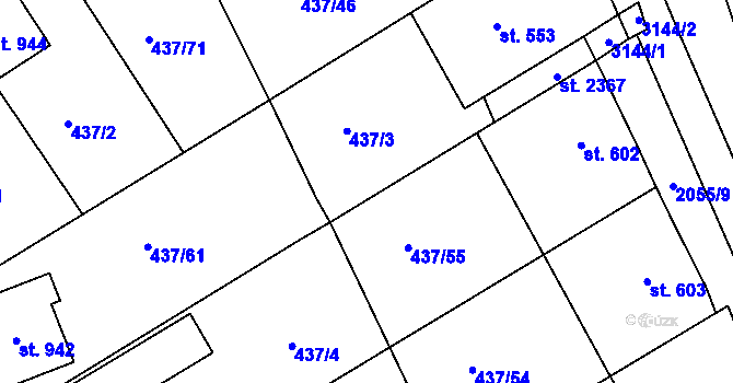 Parcela st. 437/145 v KÚ Mařatice, Katastrální mapa