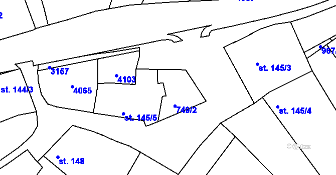 Parcela st. 749/1 v KÚ Mařatice, Katastrální mapa