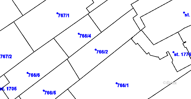 Parcela st. 766/2 v KÚ Mařatice, Katastrální mapa