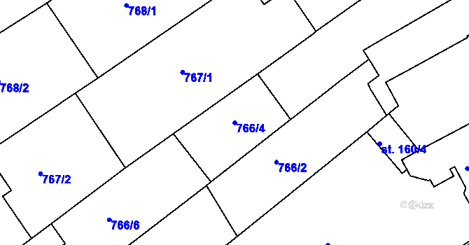Parcela st. 766/4 v KÚ Mařatice, Katastrální mapa