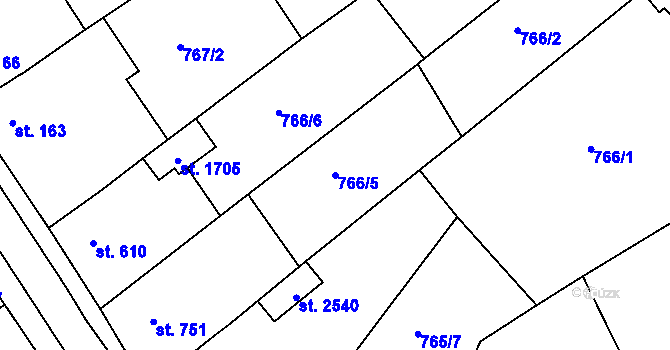 Parcela st. 766/5 v KÚ Mařatice, Katastrální mapa