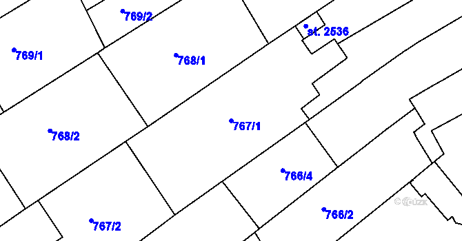 Parcela st. 767/1 v KÚ Mařatice, Katastrální mapa