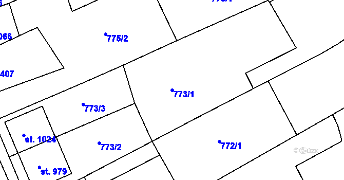 Parcela st. 773/1 v KÚ Mařatice, Katastrální mapa