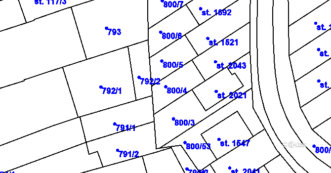 Parcela st. 800/4 v KÚ Mařatice, Katastrální mapa