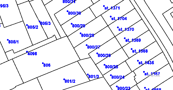 Parcela st. 800/27 v KÚ Mařatice, Katastrální mapa
