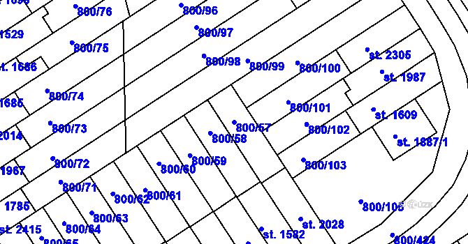 Parcela st. 800/57 v KÚ Mařatice, Katastrální mapa