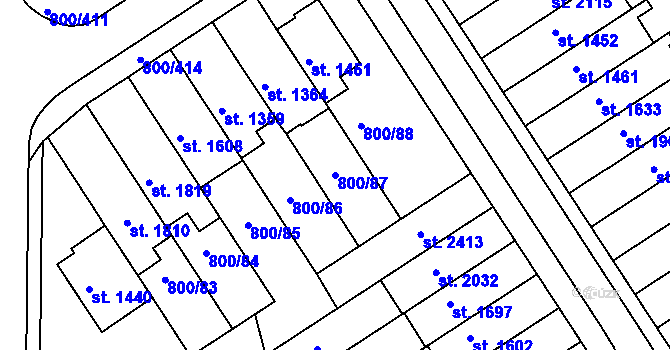 Parcela st. 800/87 v KÚ Mařatice, Katastrální mapa