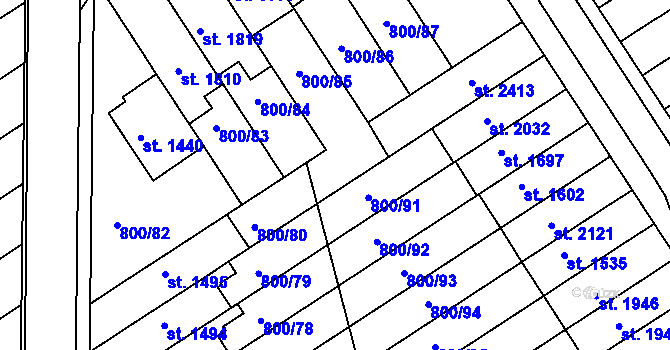 Parcela st. 800/90 v KÚ Mařatice, Katastrální mapa