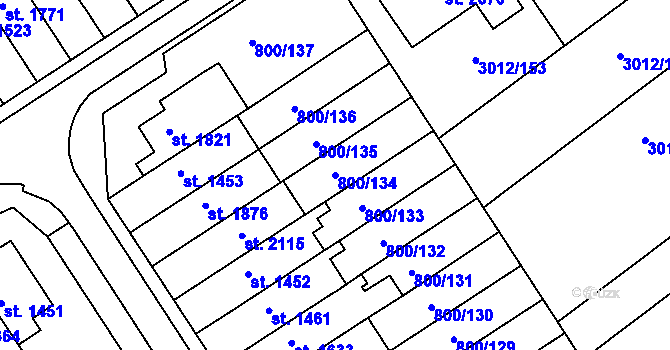 Parcela st. 800/134 v KÚ Mařatice, Katastrální mapa