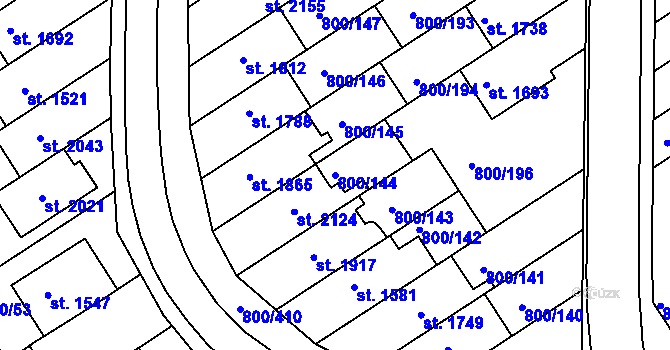 Parcela st. 800/144 v KÚ Mařatice, Katastrální mapa